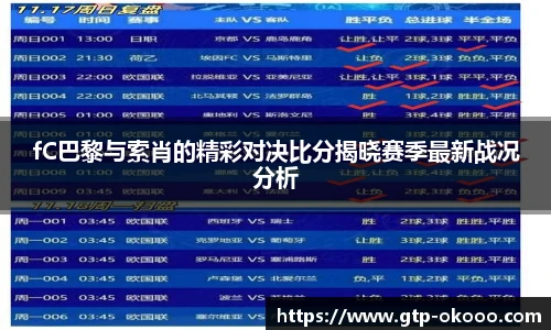 fC巴黎与索肖的精彩对决比分揭晓赛季最新战况分析
